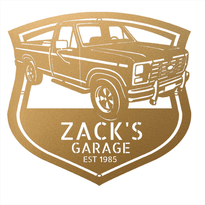 Steel Sign Gold / 12 1986 Ford F-150 Bullnose Metal Sign | Personalized Garage Wall Art