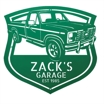 Steel Sign Green / 12 1986 Ford F-150 Bullnose Metal Sign | Personalized Garage Wall Art