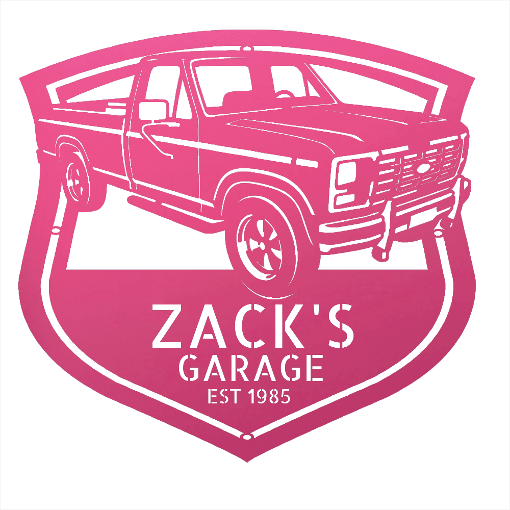 Steel Sign Pink / 12 1986 Ford F-150 Bullnose Metal Sign | Personalized Garage Wall Art