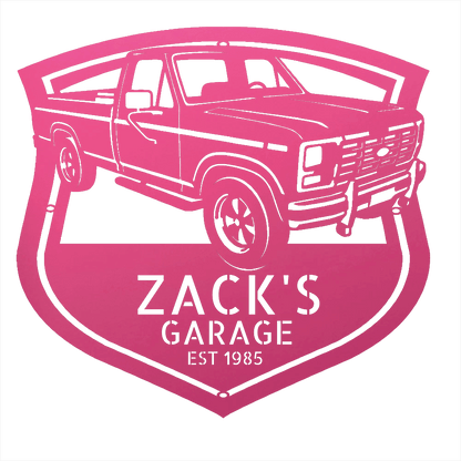 Steel Sign Pink / 12 1986 Ford F-150 Bullnose Metal Sign | Personalized Garage Wall Art