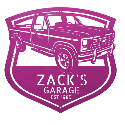 Steel Sign Purple / 12 1986 Ford F-150 Bullnose Metal Sign | Personalized Garage Wall Art