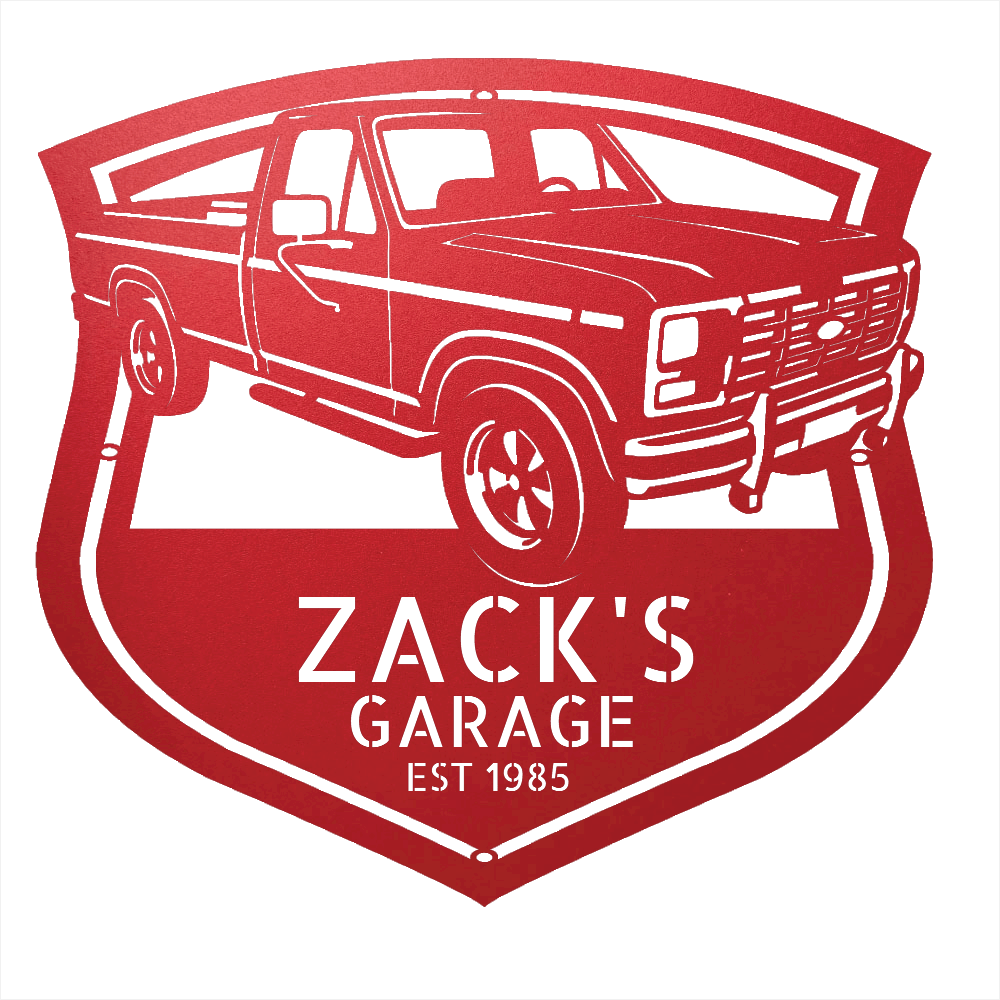 Steel Sign Red / 12 1986 Ford F-150 Bullnose Metal Sign | Personalized Garage Wall Art