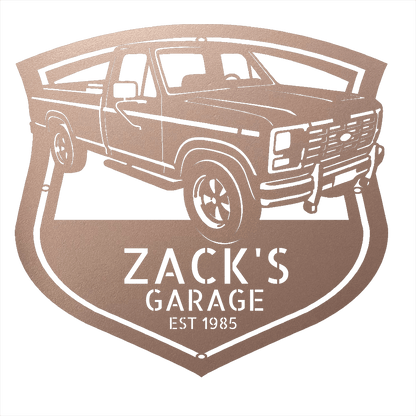 Steel Sign Rose / 12 1986 Ford F-150 Bullnose Metal Sign | Personalized Garage Wall Art