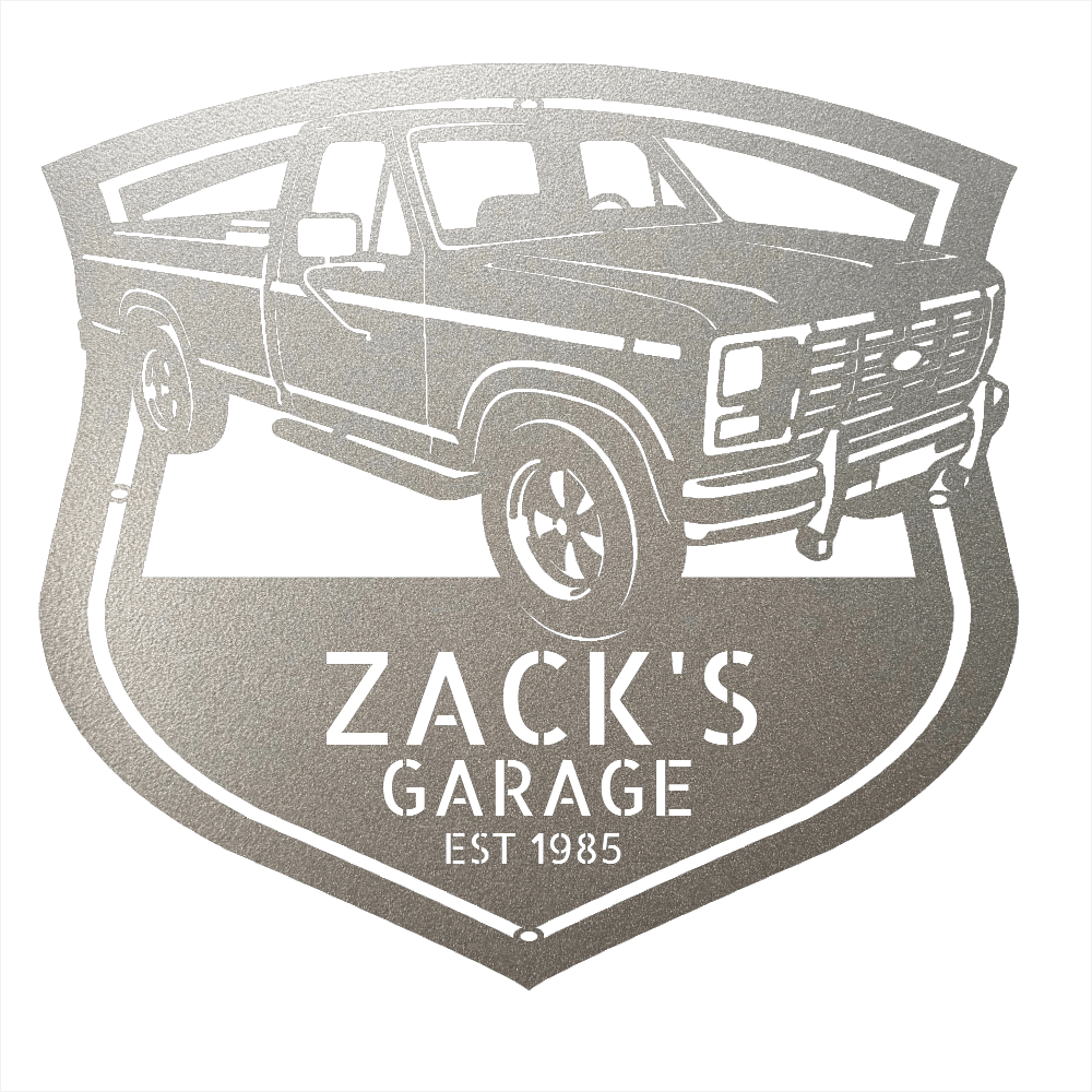 Steel Sign Silver / 12 1986 Ford F-150 Bullnose Metal Sign | Personalized Garage Wall Art