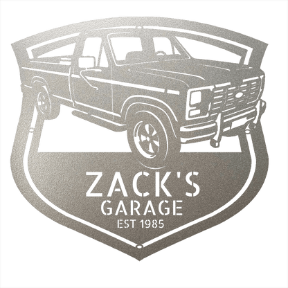 Steel Sign Silver / 12 1986 Ford F-150 Bullnose Metal Sign | Personalized Garage Wall Art