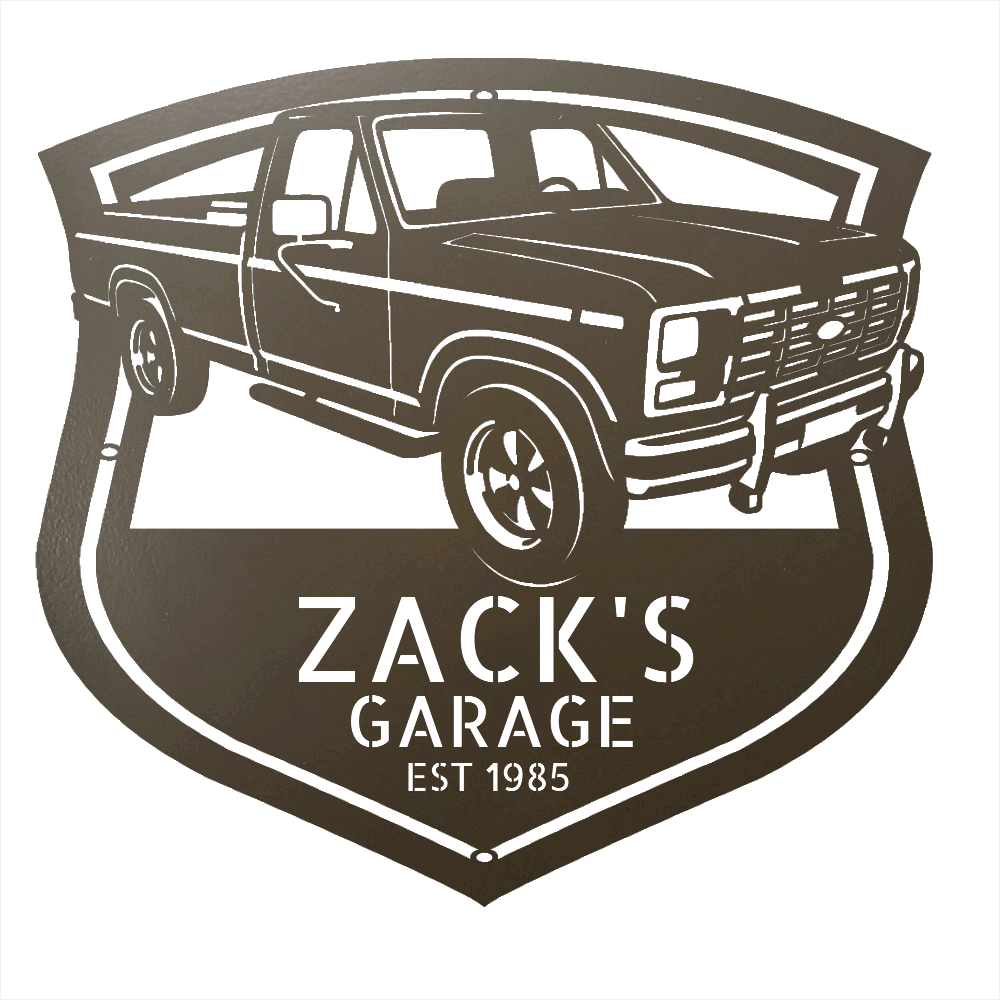 Steel Sign Stone / 12 1986 Ford F-150 Bullnose Metal Sign | Personalized Garage Wall Art