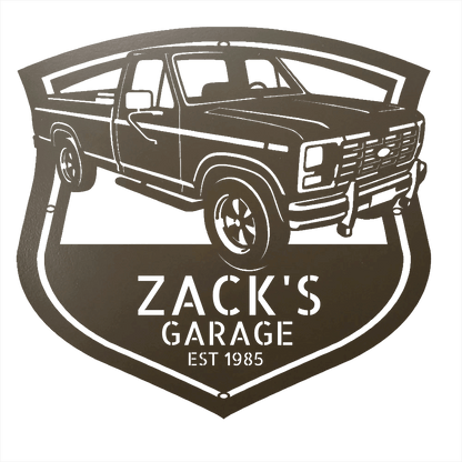 Steel Sign Stone / 12 1986 Ford F-150 Bullnose Metal Sign | Personalized Garage Wall Art