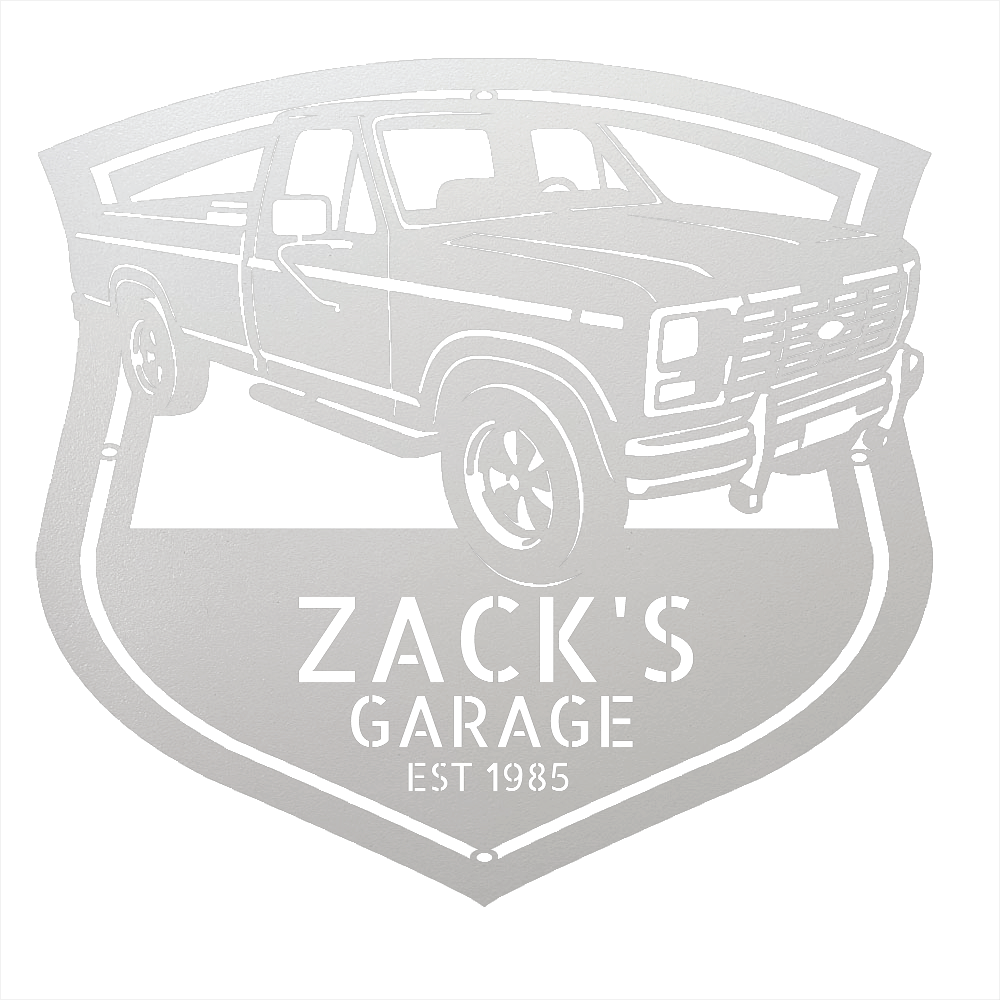 Steel Sign White / 12 1986 Ford F-150 Bullnose Metal Sign | Personalized Garage Wall Art