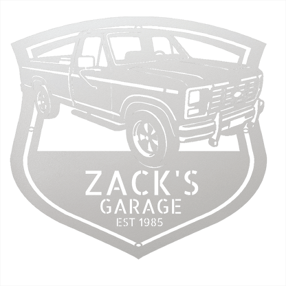 Steel Sign White / 12 1986 Ford F-150 Bullnose Metal Sign | Personalized Garage Wall Art