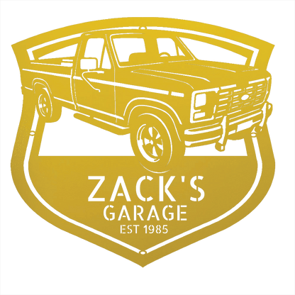 Steel Sign Yellow / 12 1986 Ford F-150 Bullnose Metal Sign | Personalized Garage Wall Art