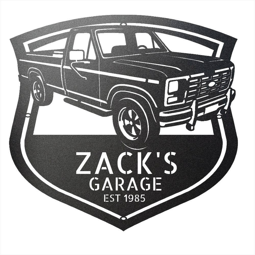 Steel Sign 1986 Ford F-150 Bullnose Metal Sign | Personalized Garage Wall Art