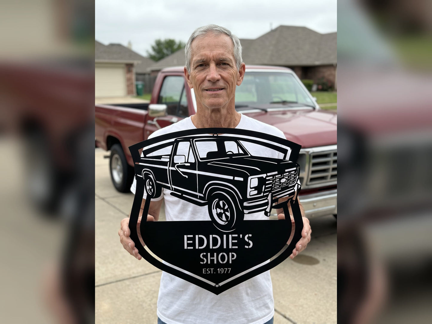 Steel Sign 1986 Ford F-150 Bullnose Metal Sign | Personalized Garage Wall Art
