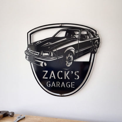 Steel Sign Black / 15 1992 Mustang GT Garage Sign | Personalized Metal Name Sign