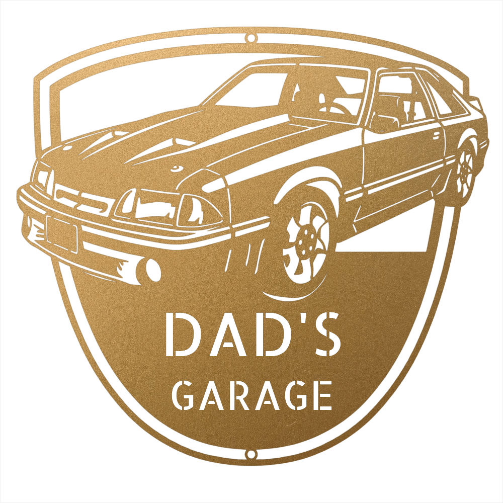 Steel Sign Gold / 15 1992 Mustang GT Garage Sign | Personalized Metal Name Sign