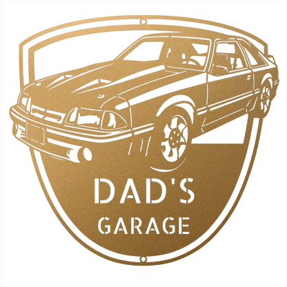 Steel Sign Gold / 15 1992 Mustang GT Garage Sign | Personalized Metal Name Sign