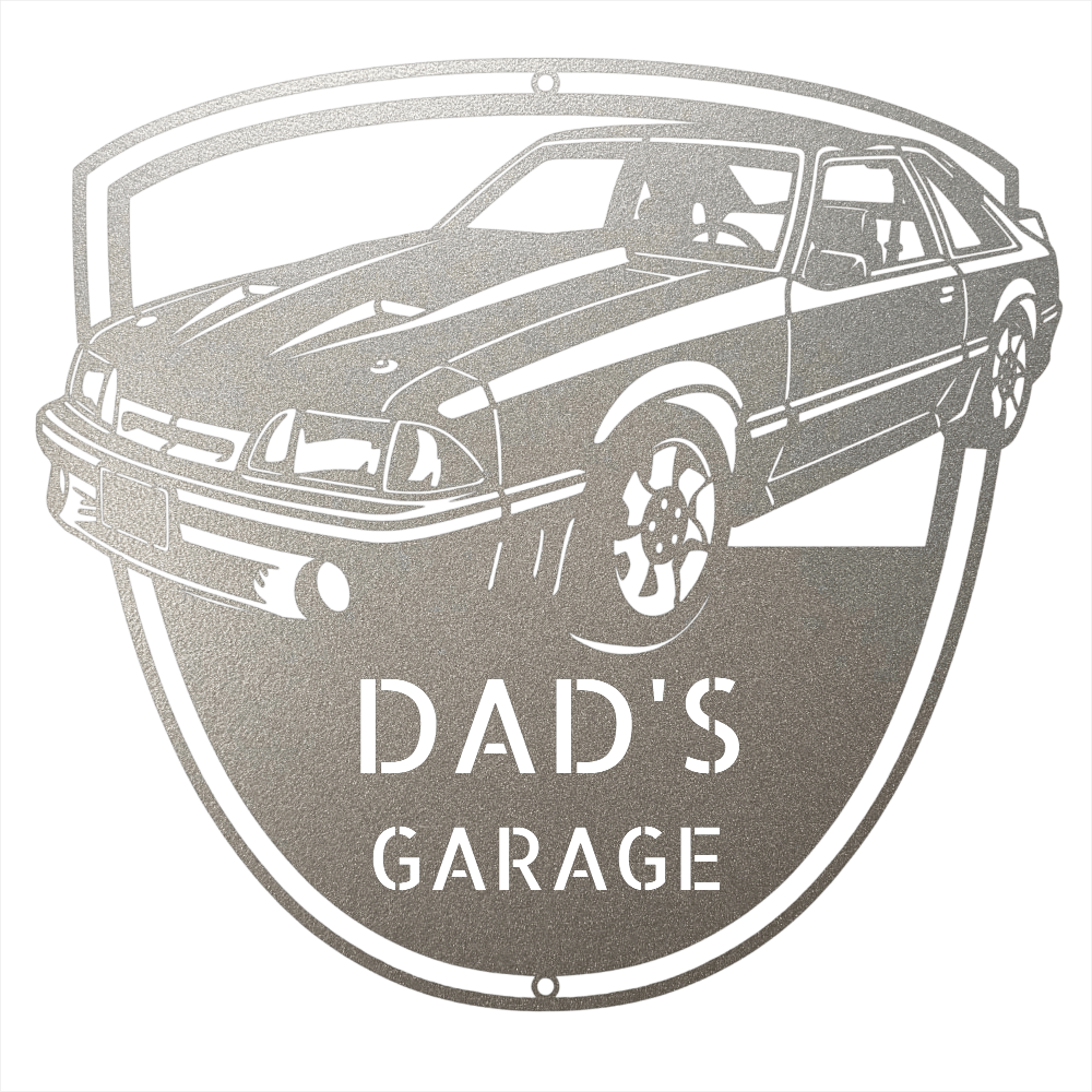 Steel Sign Silver / 15 1992 Mustang GT Garage Sign | Personalized Metal Name Sign