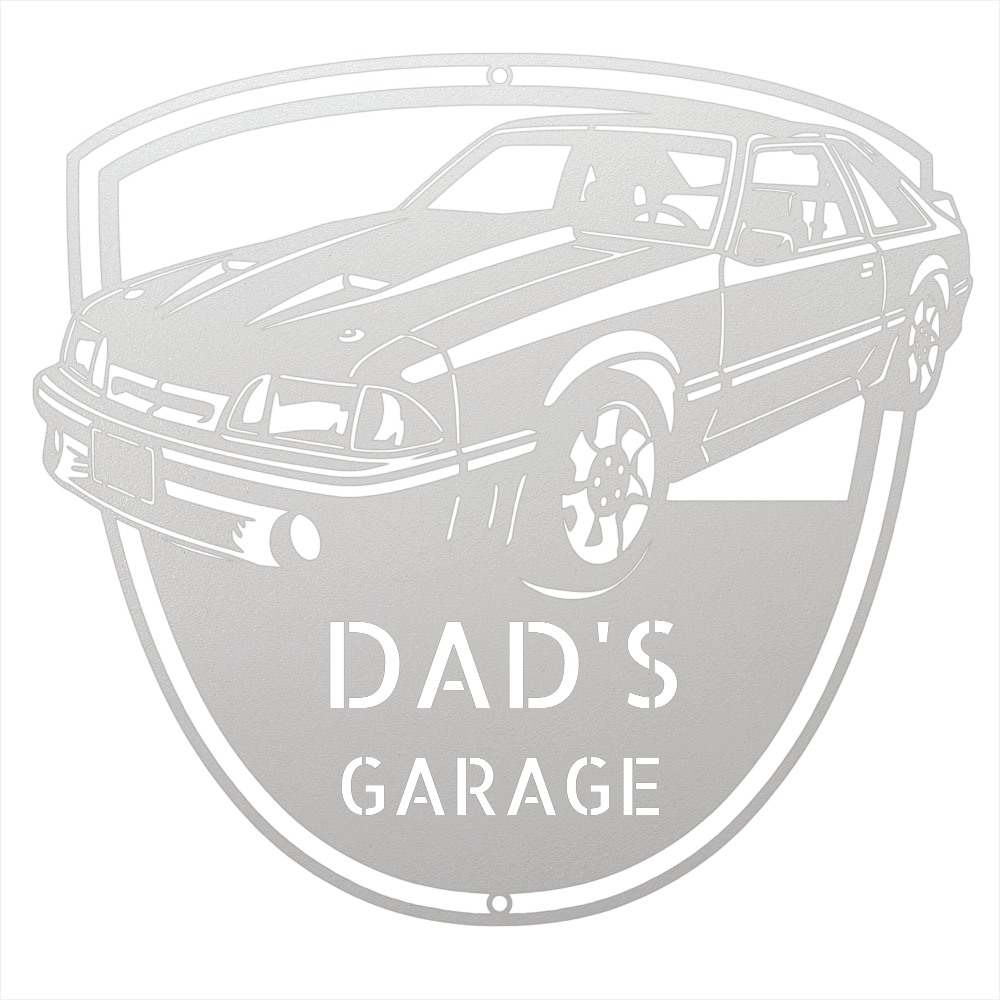 Steel Sign White / 15 1992 Mustang GT Garage Sign | Personalized Metal Name Sign