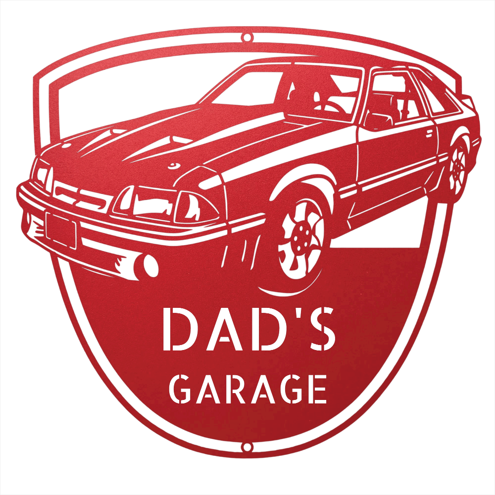 Steel Sign Red / 24 1992 Mustang GT Garage Sign | Personalized Metal Name Sign
