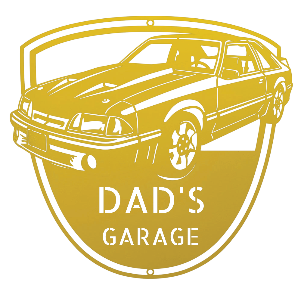 Steel Sign Yellow / 24 1992 Mustang GT Garage Sign | Personalized Metal Name Sign