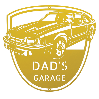 Steel Sign Yellow / 24 1992 Mustang GT Garage Sign | Personalized Metal Name Sign