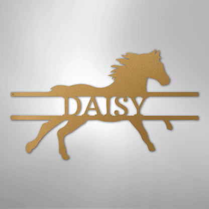 Steel Sign Gold / 12" Bronco Bar Metal Sign – Western Horse Wall Art for Home Bar, Ranch Decor Gift