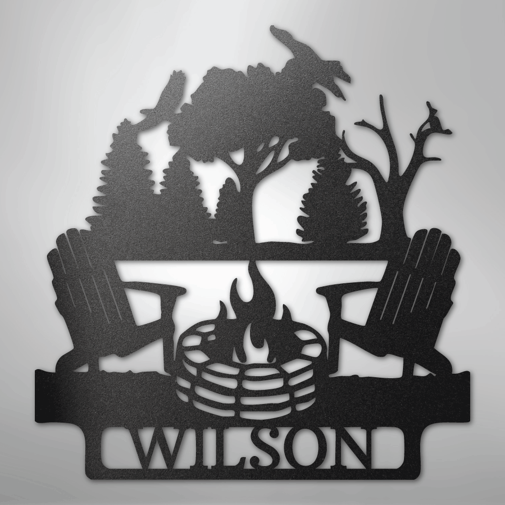 Steel Sign Black / 12" Camping Monogram - Steel Sign