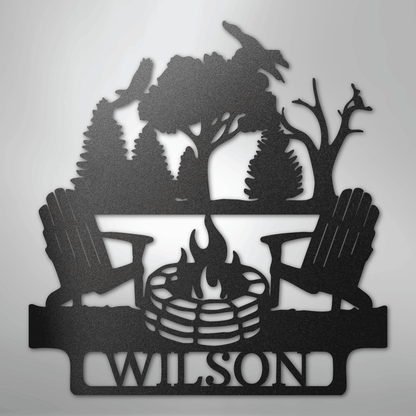 Steel Sign Black / 12" Camping Monogram - Steel Sign