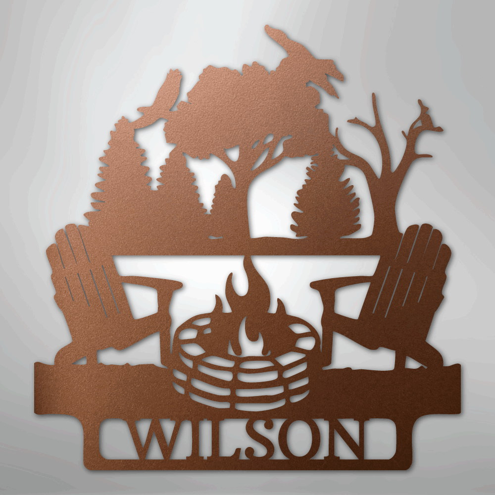 Steel Sign Copper / 12" Camping Monogram - Steel Sign