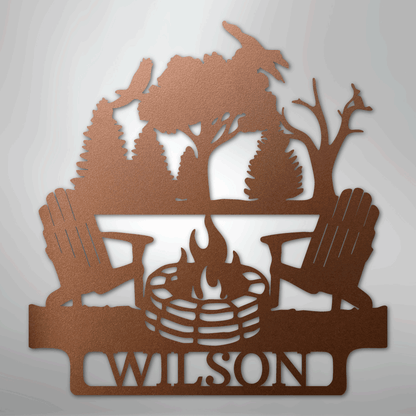 Steel Sign Copper / 12" Camping Monogram - Steel Sign