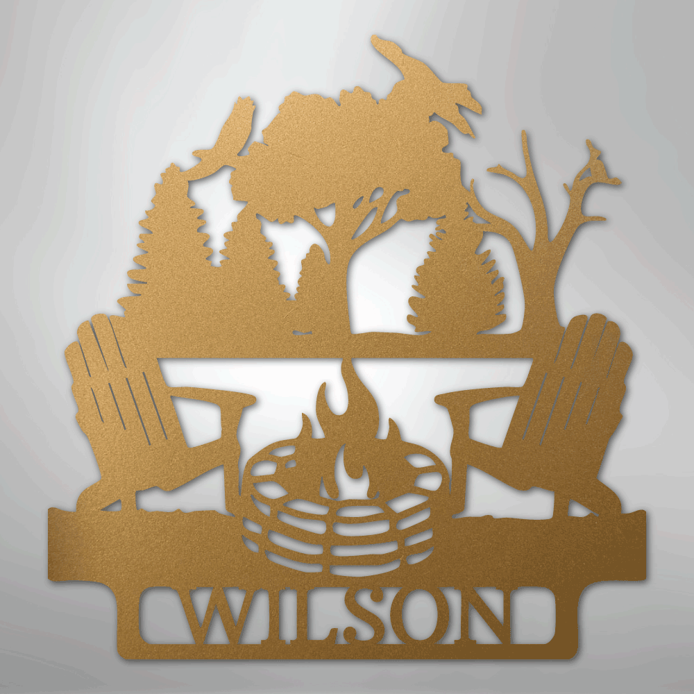 Steel Sign Gold / 12" Camping Monogram - Steel Sign