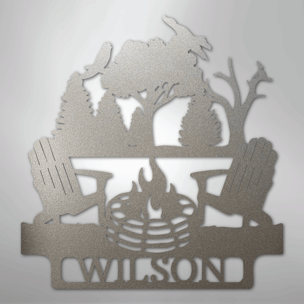 Steel Sign Silver / 12" Camping Monogram - Steel Sign