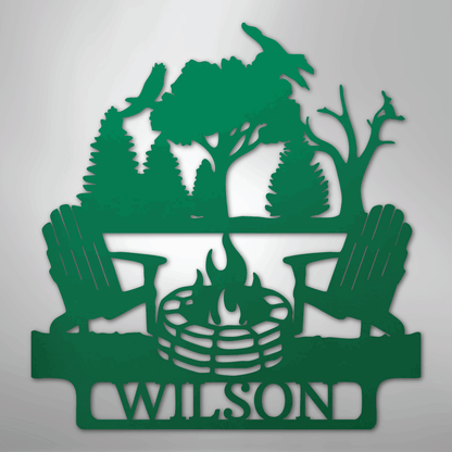 Steel Sign Green / 24" Camping Monogram - Steel Sign