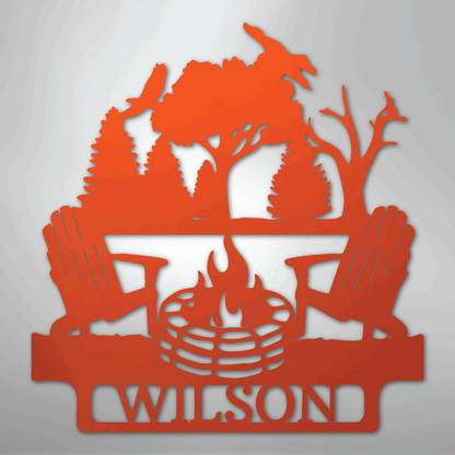 Steel Sign Orange / 24" Camping Monogram - Steel Sign