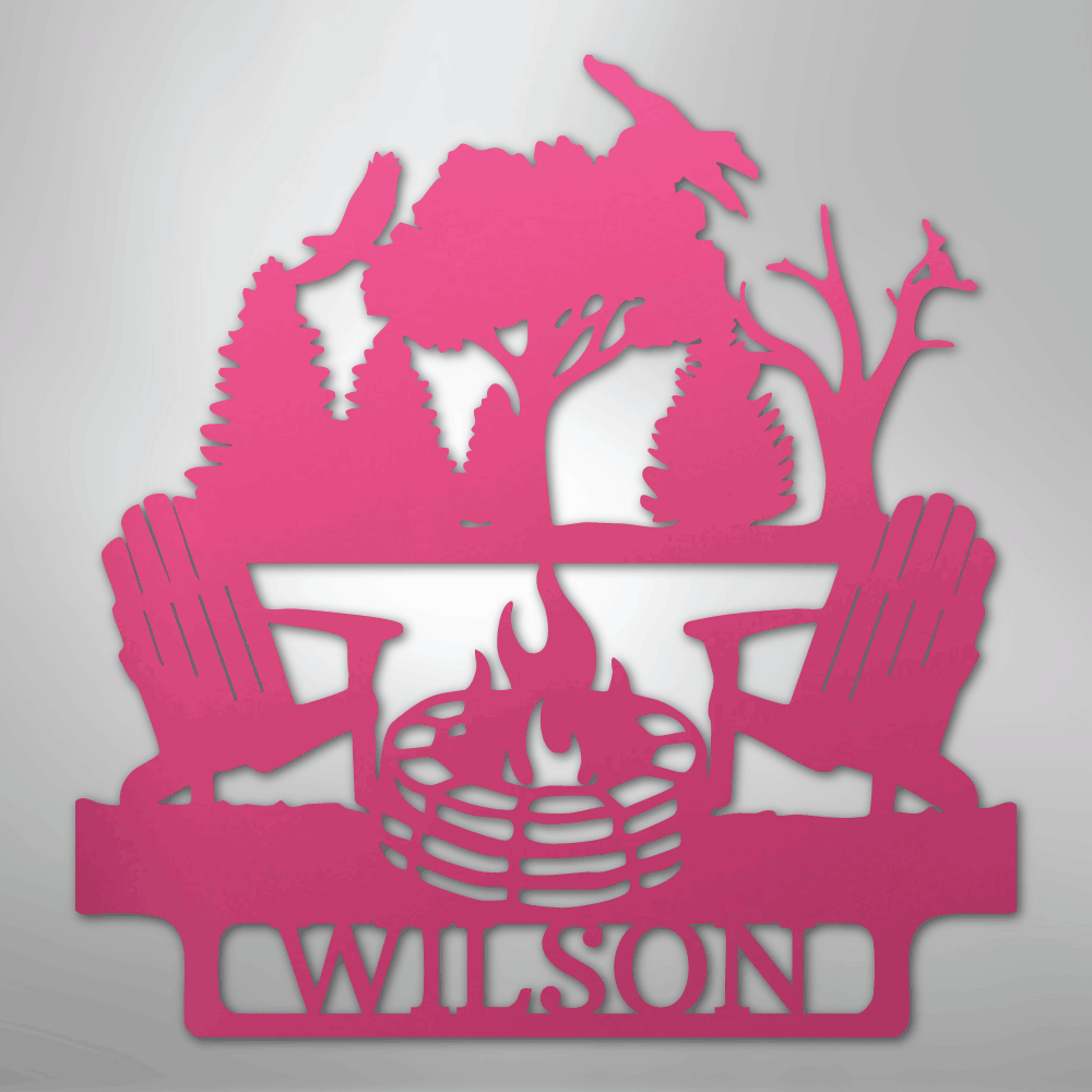 Steel Sign Pink / 24" Camping Monogram - Steel Sign