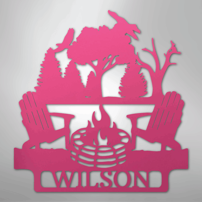 Steel Sign Pink / 24" Camping Monogram - Steel Sign