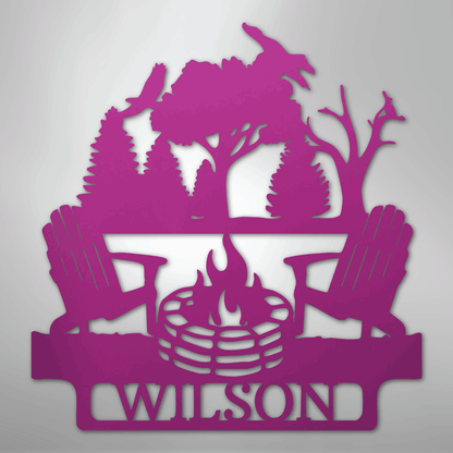 Steel Sign Purple / 24" Camping Monogram - Steel Sign