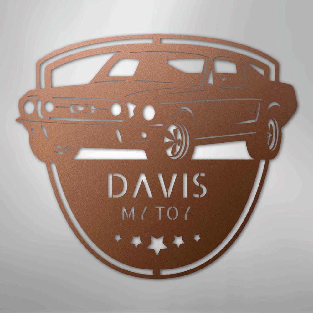 Steel Sign Copper / 12" Classic Mustang Garage Sign | Personalized Metal Shop Monogram