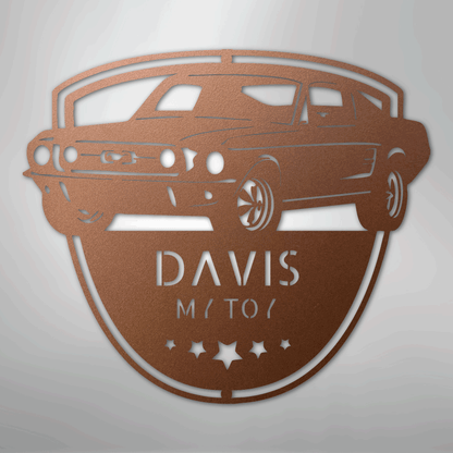 Steel Sign Copper / 12" Classic Mustang Garage Sign | Personalized Metal Shop Monogram