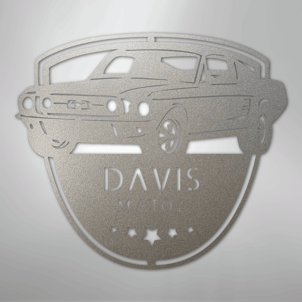 Steel Sign Silver / 12" Classic Mustang Garage Sign | Personalized Metal Shop Monogram