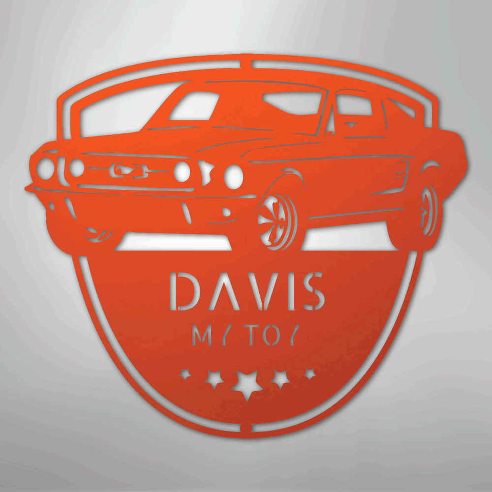 Steel Sign Orange / 24" Classic Mustang Garage Sign | Personalized Metal Shop Monogram