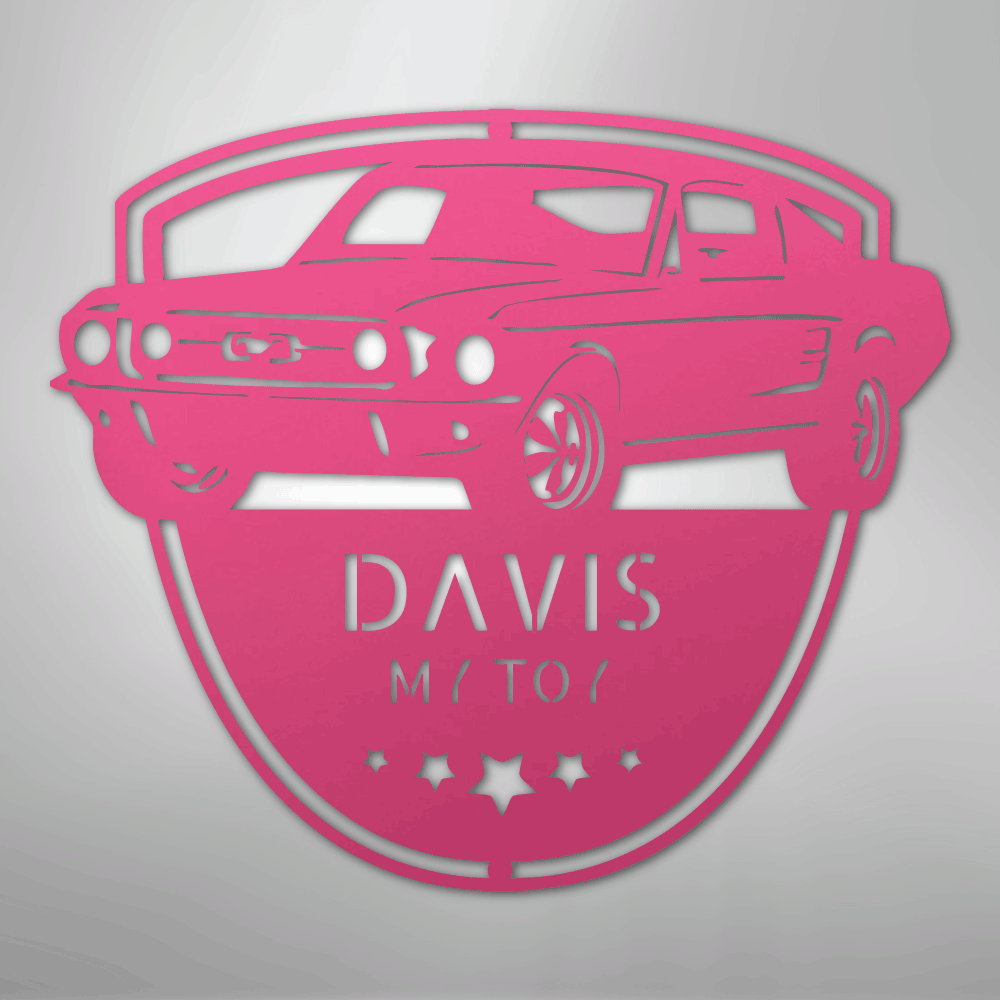 Steel Sign Pink / 24" Classic Mustang Garage Sign | Personalized Metal Shop Monogram