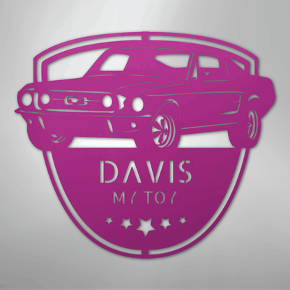 Steel Sign Purple / 24" Classic Mustang Garage Sign | Personalized Metal Shop Monogram
