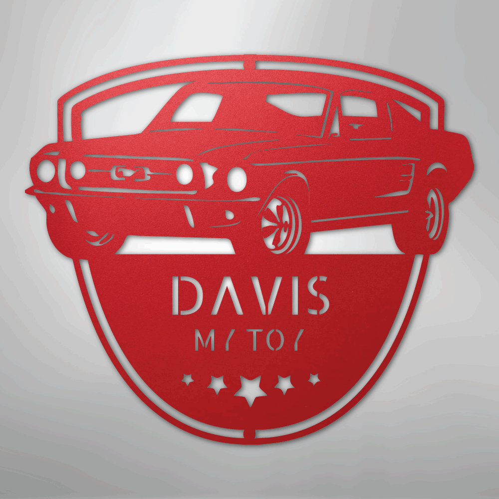 Steel Sign Red / 24" Classic Mustang Garage Sign | Personalized Metal Shop Monogram