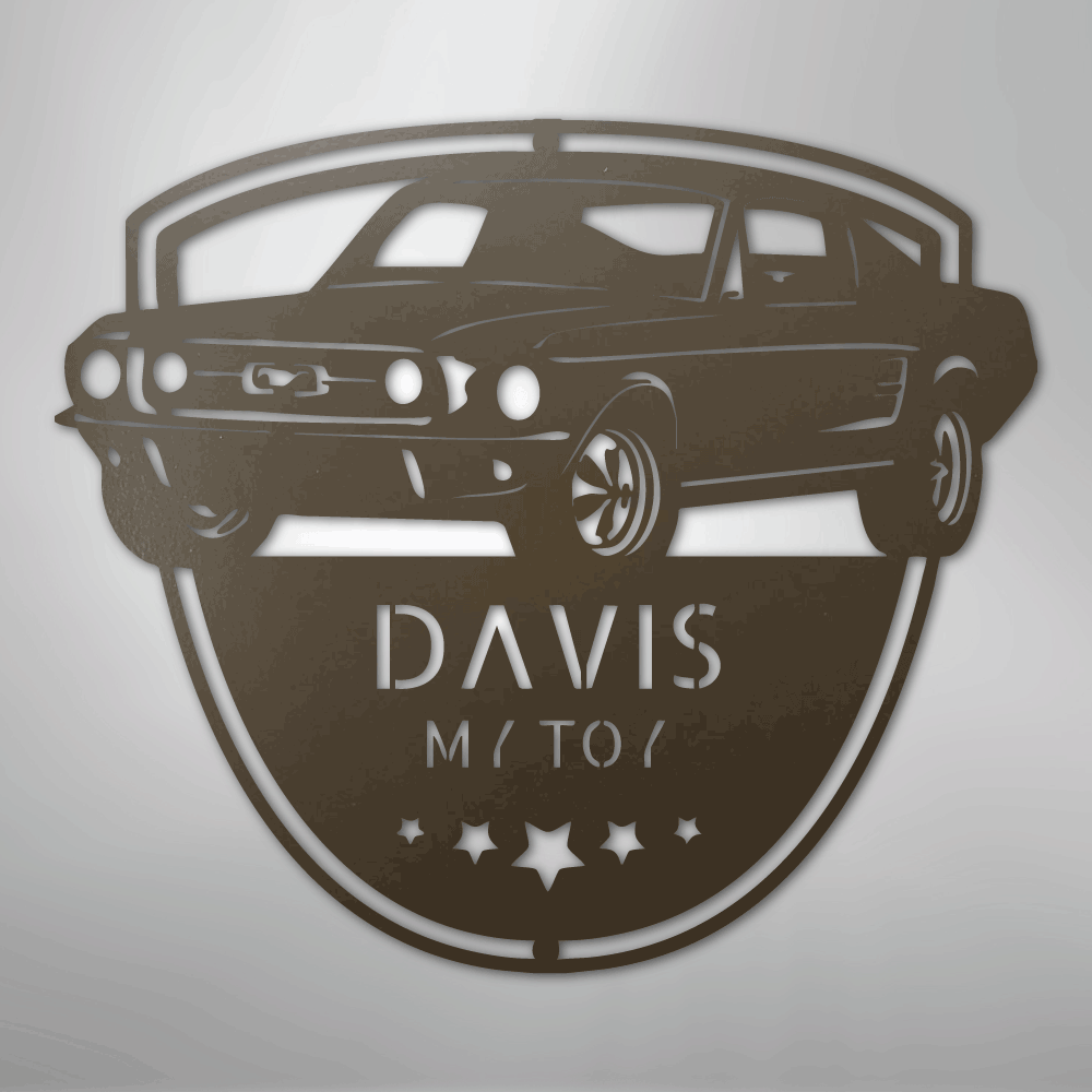 Steel Sign Stone / 24" Classic Mustang Garage Sign | Personalized Metal Shop Monogram
