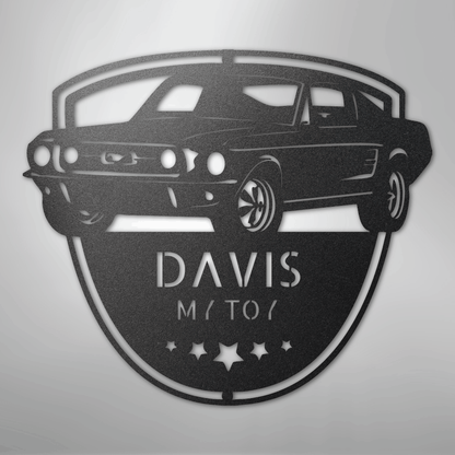Steel Sign Classic Mustang Garage Sign | Personalized Metal Shop Monogram