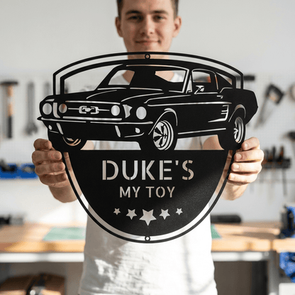 Steel Sign Classic Mustang Garage Sign | Personalized Metal Shop Monogram