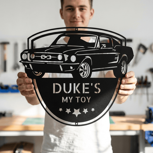Steel Sign Classic Mustang Garage Sign | Personalized Metal Shop Monogram