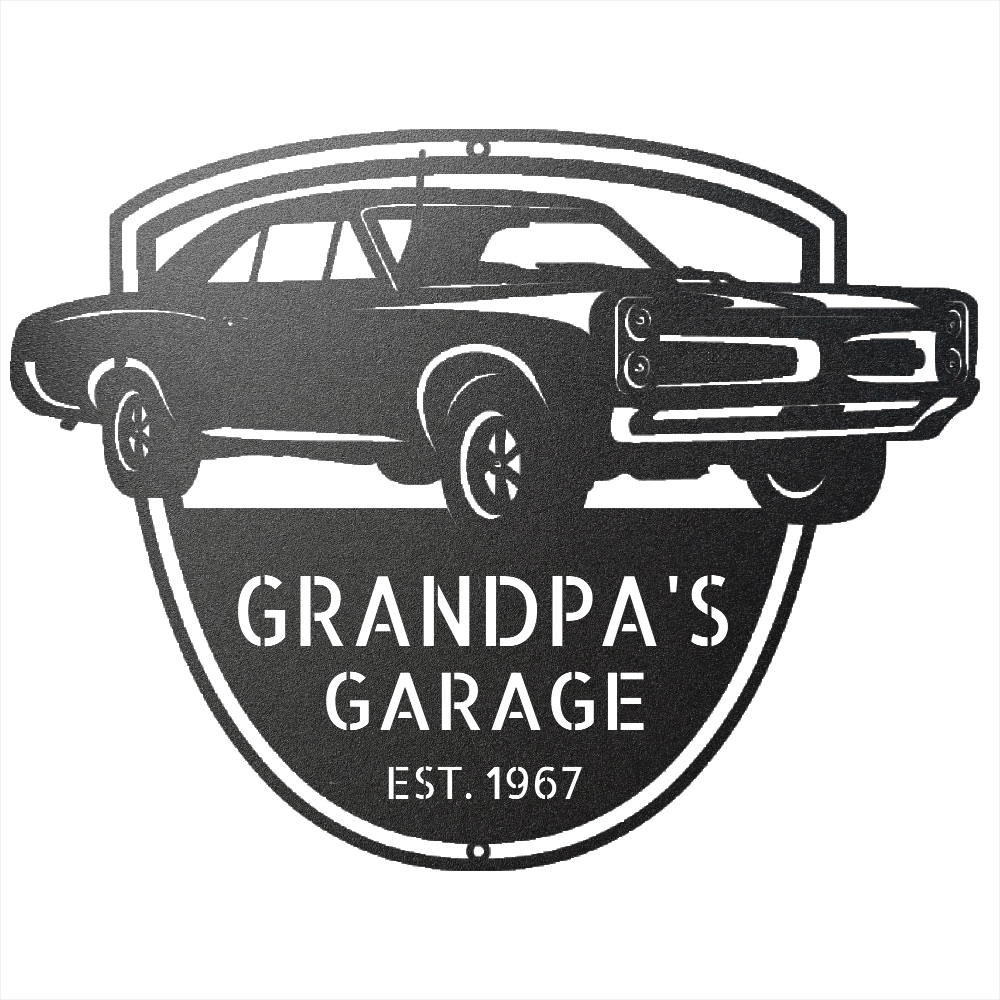 Steel Sign Black / 12 Custom 1967 Pontiac GTO Metal Garage Sign