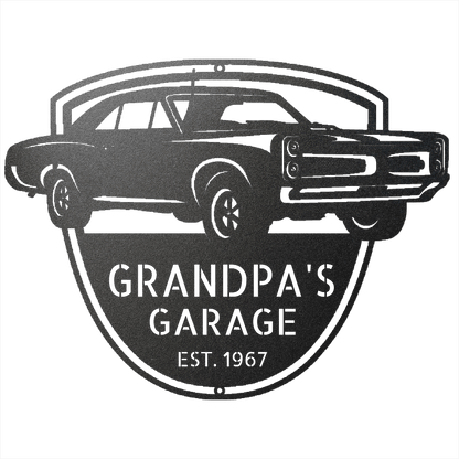 Steel Sign Black / 12 Custom 1967 Pontiac GTO Metal Garage Sign