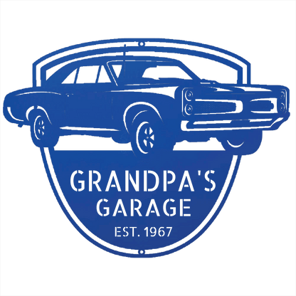 Steel Sign Blue / 12 Custom 1967 Pontiac GTO Metal Garage Sign